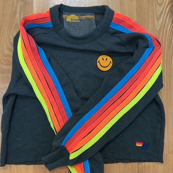 Aviator Nation Cropped Smiley Face Sweatshirt - Picture 7 of 7